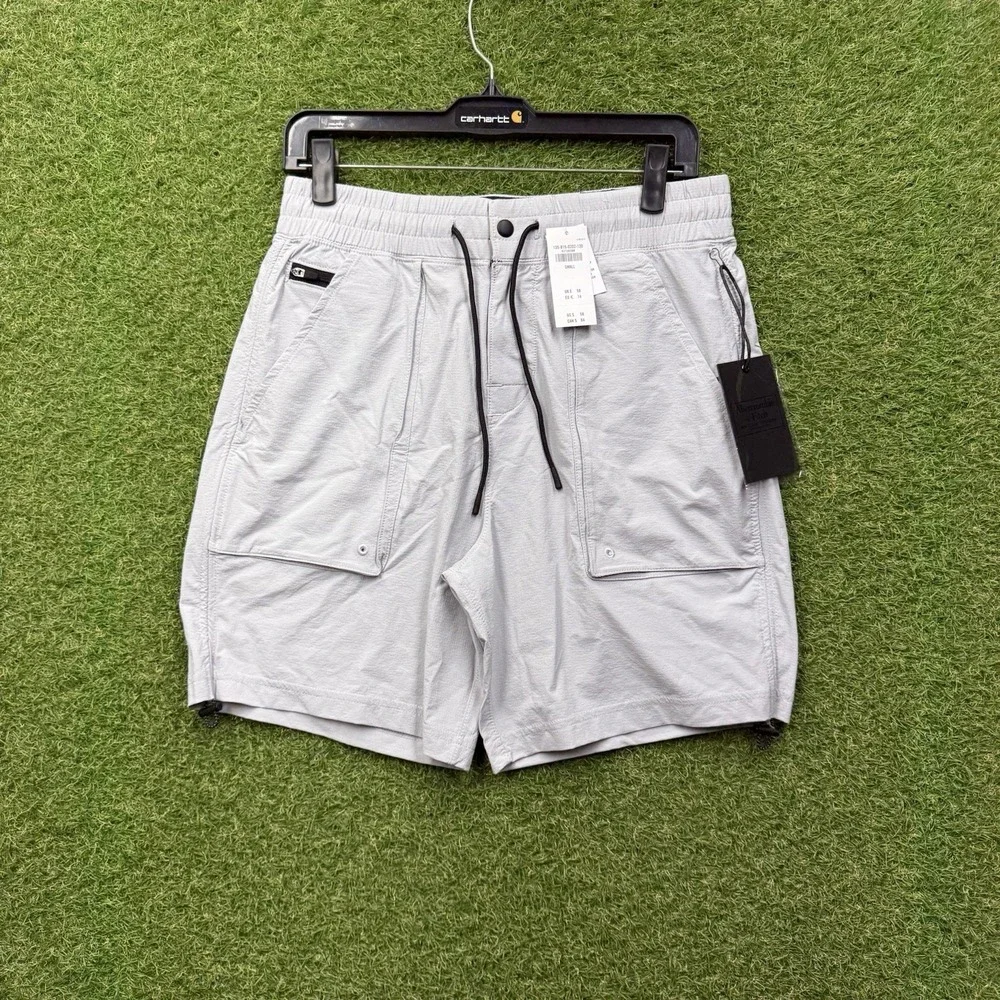 Abercrombie & Fitch Shorts Mens Small Nylon Pull On Drawstring Tech Gray NWT